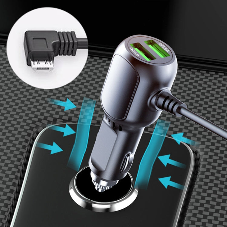 JY-1904 Car Charger Fast Charging Step-Down Line Android Micro USB Left(Double Drive) - In Car by buy2fix | Online Shopping UK | buy2fix