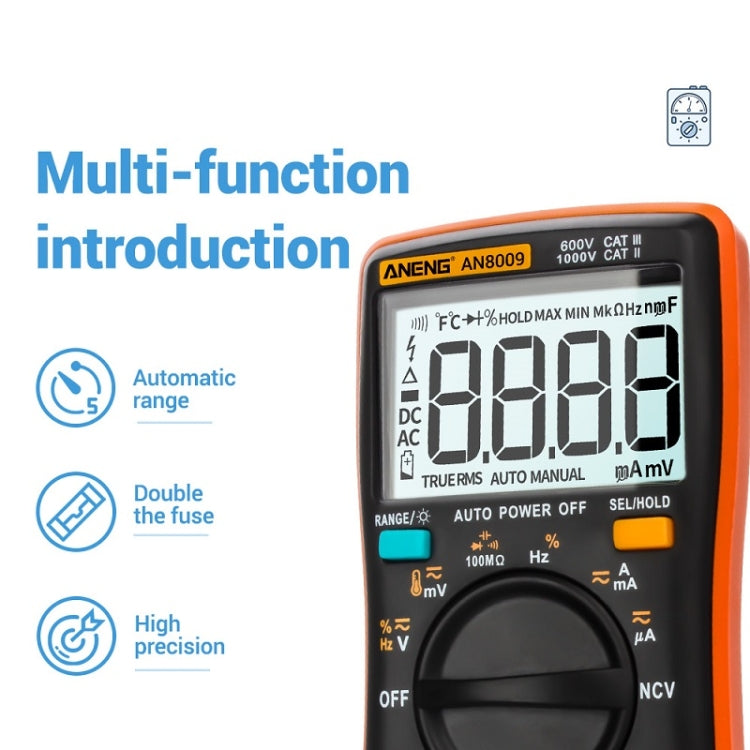 ANENG AN8009 NVC Digital Display Multimeter, Specification: Standard(Red) - Current & Voltage Tester by ANENG | Online Shopping UK | buy2fix