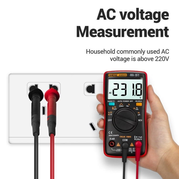 ANENG AN8009 NVC Digital Display Multimeter, Specification: Standard(Red) - Current & Voltage Tester by ANENG | Online Shopping UK | buy2fix