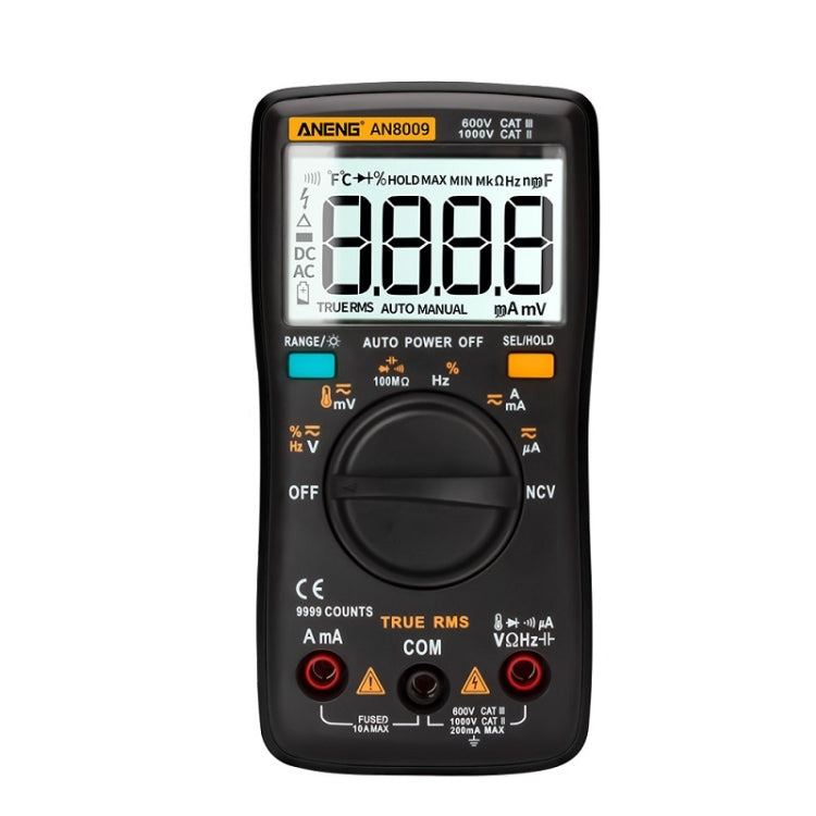 ANENG AN8009 NVC Digital Display Multimeter, Specification: Standard with Cable(Black) - Current & Voltage Tester by ANENG | Online Shopping UK | buy2fix