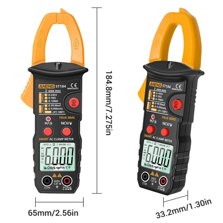 ANENG ST184 Automatically Identify Clamp-On Smart Digital Multimeter(Red) - Digital Multimeter by ANENG | Online Shopping UK | buy2fix