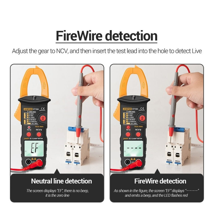 ANENG ST184 Automatically Identify Clamp-On Smart Digital Multimeter(Yellow) - Digital Multimeter by ANENG | Online Shopping UK | buy2fix