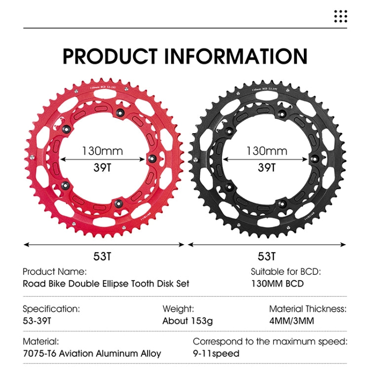 WEST BIKING YP0719274 53-39T Road Bike Crank Racing Double Disc(Red) - Outdoor & Sports by WEST BIKING | Online Shopping UK | buy2fix