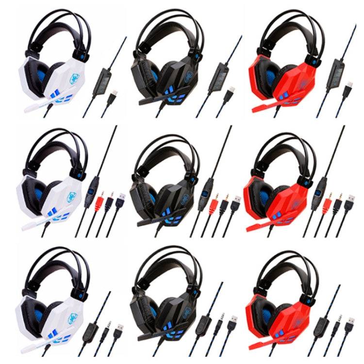 Soyto SY850MV Luminous Gaming Computer Headset For USB (White Blue) - Multimedia Headset by Soyto | Online Shopping UK | buy2fix