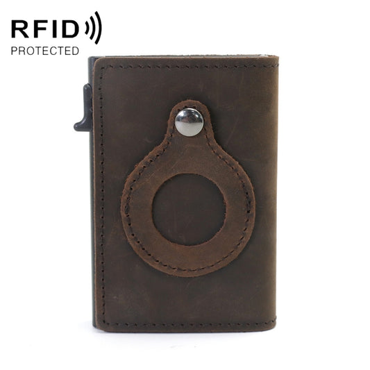 Anti-Theft Positioning Wallet Men Card Holder Mini Wallets For Airtag(Cowhide Brown) - Home & Garden by buy2fix | Online Shopping UK | buy2fix