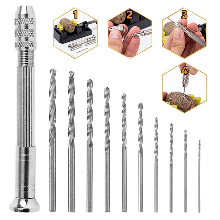 Steel Pick + Holder + 10 Drills Aluminum Slloy Hand Drill Punch - Drill & Drill Bits by buy2fix | Online Shopping UK | buy2fix