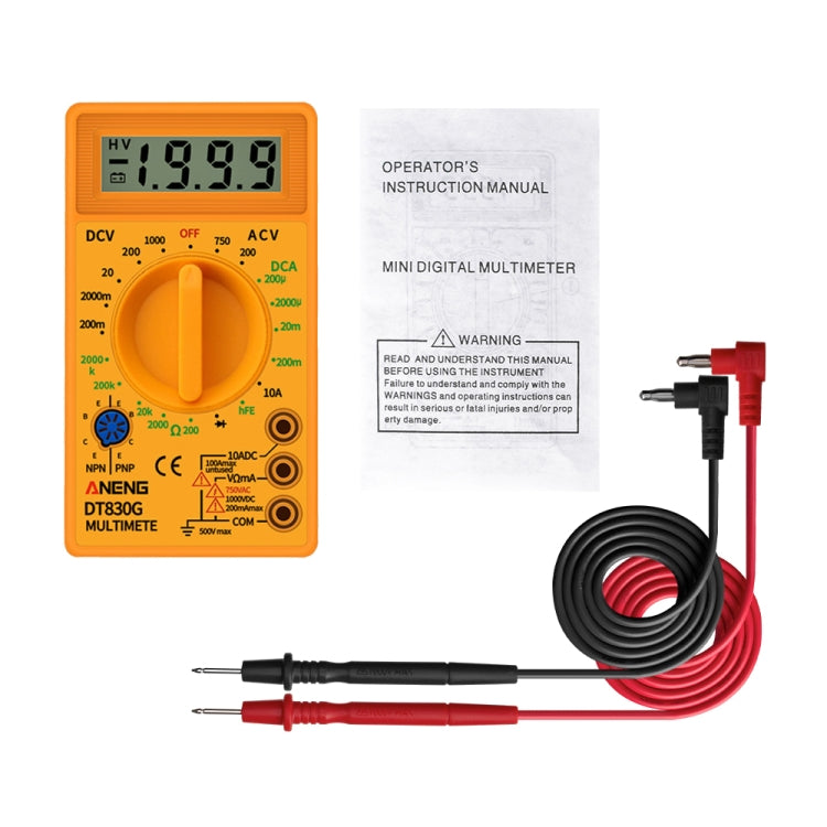 2 PCS ANENG DT830G Portable Digital Multimeter(Yellow) - Consumer Electronics by ANENG | Online Shopping UK | buy2fix