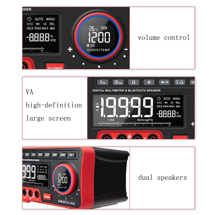 ANENG AN-888S Bluetooth Audio Display Voltage Current Multimeter, Standard No Battery(Black Red) - Digital Multimeter by ANENG | Online Shopping UK | buy2fix