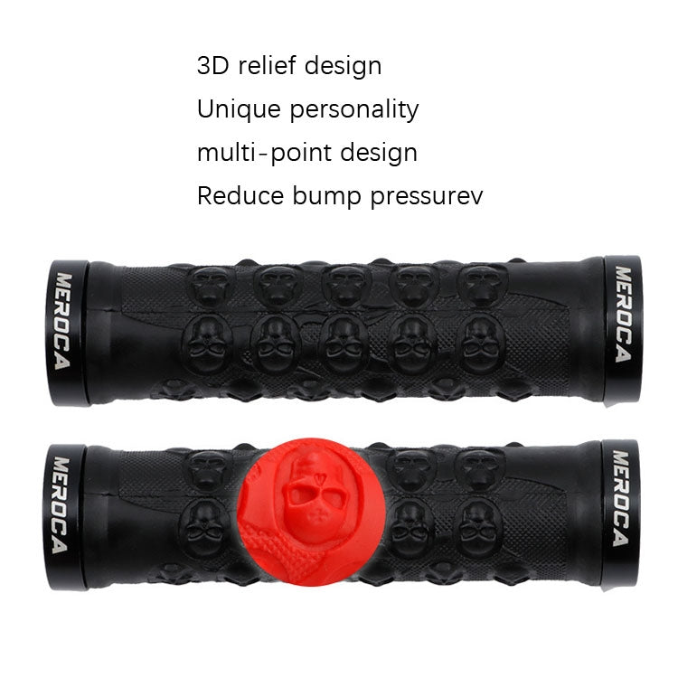 MEROCA Mountain Bike Anti-slip Shock Absorber Riding Grip Cover, Style: Bilateral Lock Skull ME23 Red - Bicycle Grips by MEROCA | Online Shopping UK | buy2fix