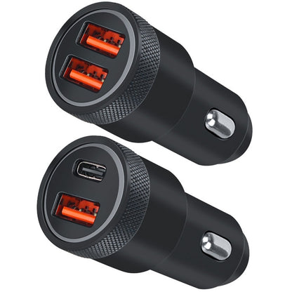 Aluminum Alloy Cigarette Lighter Applicable Car Charger, Model: Black Double QC - In Car by buy2fix | Online Shopping UK | buy2fix