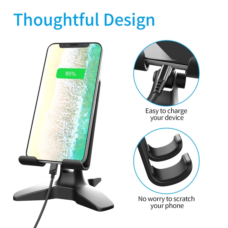 Portable Foldable Rotary Desktop Bracket Silicone Non-Slip Mobile Phone Bracket(Black) - Desktop Holder by buy2fix | Online Shopping UK | buy2fix