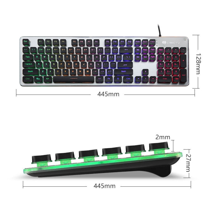 LANGTU L1 104 Keys USB Home Office Film Luminous Wired Keyboard, Cable Length:1.6m(Ice Blue Light Black) - Computer & Networking by LANGTU | Online Shopping UK | buy2fix