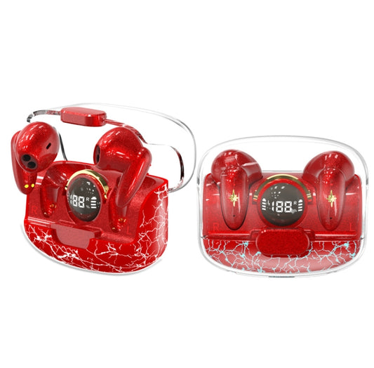 TWS Wireless Bluetooth Headset In-ear Space Capsule Gaming Headset(Transparent Red) - TWS Earphone by buy2fix | Online Shopping UK | buy2fix
