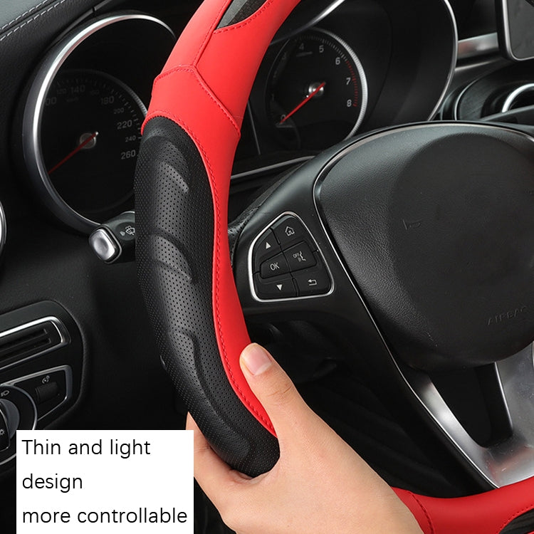 Leather Carbon Fiber Stitching Car Steering Wheel Set, Diameter: 38cm(Black D Shape) - In Car by buy2fix | Online Shopping UK | buy2fix