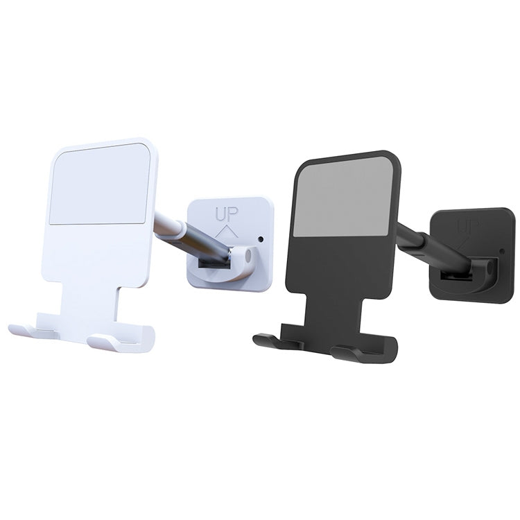 2 PCS T11 Wall Paste Mobile Phone Bracket Foldable Lift Bathroom Kitchen Wall Bracket(White) - Hand-Sticking Bracket by buy2fix | Online Shopping UK | buy2fix