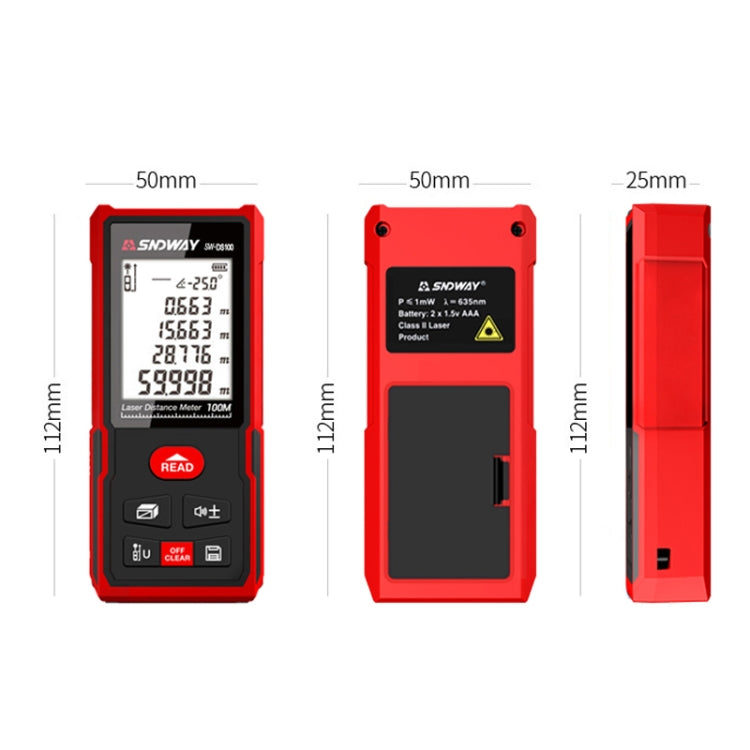 SNDWAY SW-DS100 Handheld Laser Rangefinder Infrared Laser Ruler, Distance: 100m - Laser Rangefinder by SNDWAY | Online Shopping UK | buy2fix