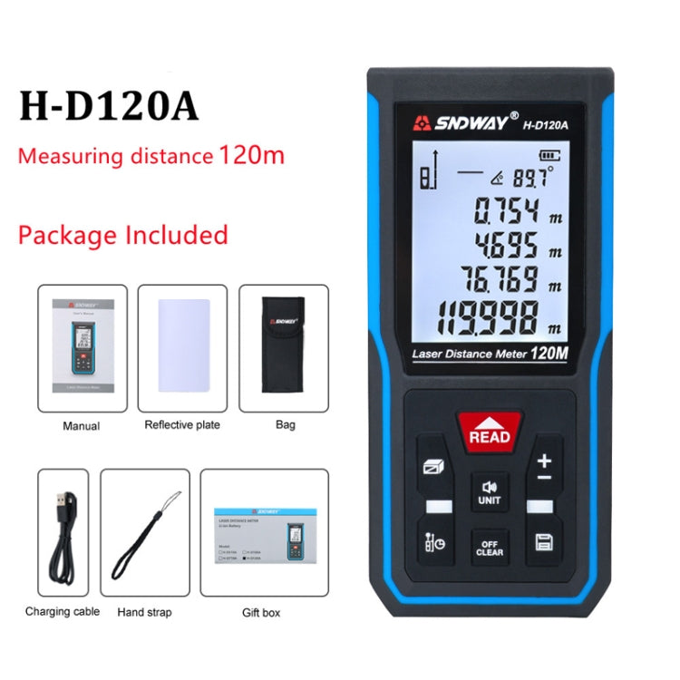 SNDWAY H-D120A Handheld Laser Rangefinder Infrared Measuring Instrument, Distance: 120m - Consumer Electronics by SNDWAY | Online Shopping UK | buy2fix
