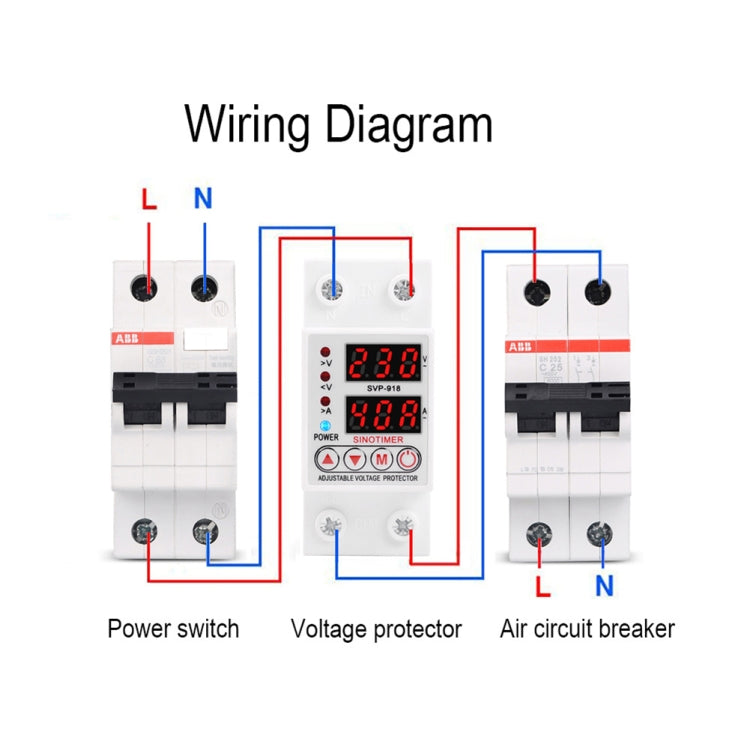 SINOTIMER SVP-918 Adjustable Self-resetting Intelligent  Over-voltage Under-voltage Protector, Current:  40A - Consumer Electronics by buy2fix | Online Shopping UK | buy2fix