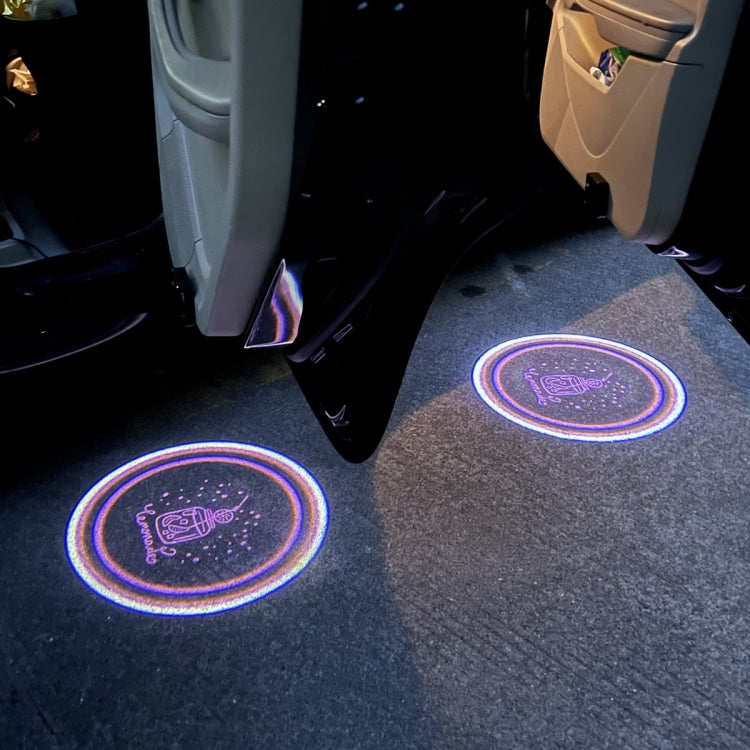 LED Infrared Induction Car Door Welcome Light Night Projection Ambient Light, Specification: Drink (Purple)(1 Pair/Box) - In Car by buy2fix | Online Shopping UK | buy2fix