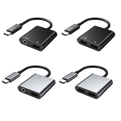 2 In 1 Type-C/USB-C PD 60W Digital Audio Adapter, Spec: Type-C+3.5mm (Black) - Type-C Adapter by buy2fix | Online Shopping UK | buy2fix