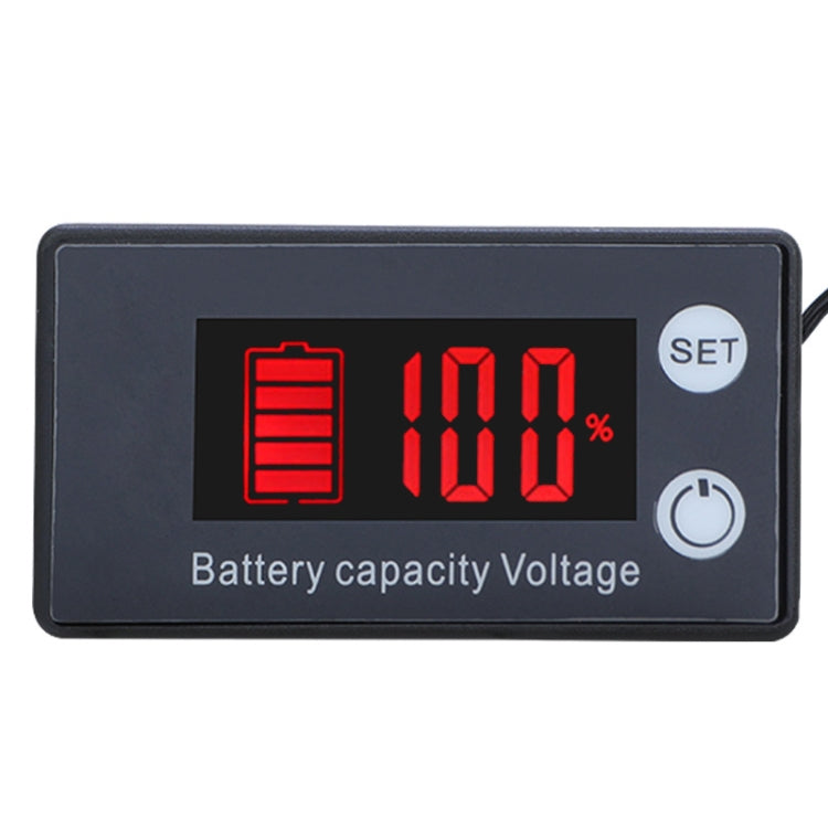 Two-Line Digital Display DC Voltmeter Lead-Acid Lithium Battery Charge Meter, Color: Red+Temperature - Consumer Electronics by buy2fix | Online Shopping UK | buy2fix