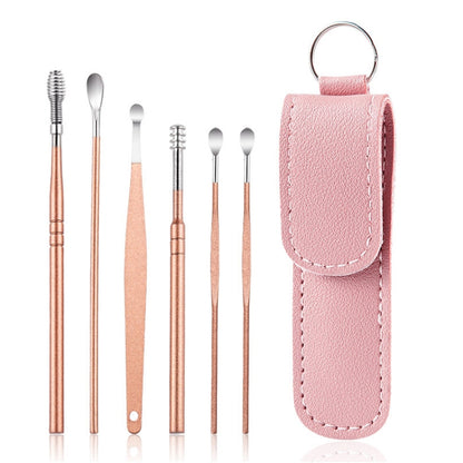 Stainless Steel Nail Clipper Set Beauty Eyebrow Trimmer, Color: 6 PCS/Set (Pink) - Nail Clipper by buy2fix | Online Shopping UK | buy2fix