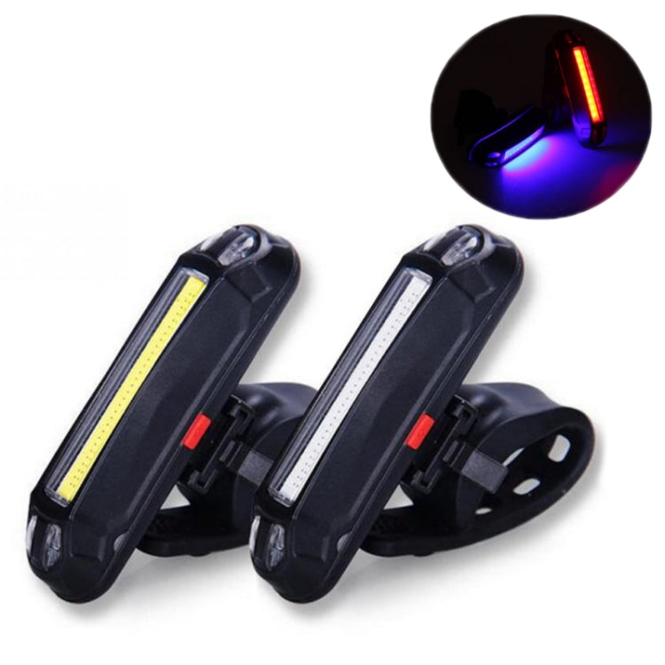 2 PCS LED Rechargeable Bicycle Warning Strip Tail Light(OPP Red&Blue Light) - Taillights by buy2fix | Online Shopping UK | buy2fix