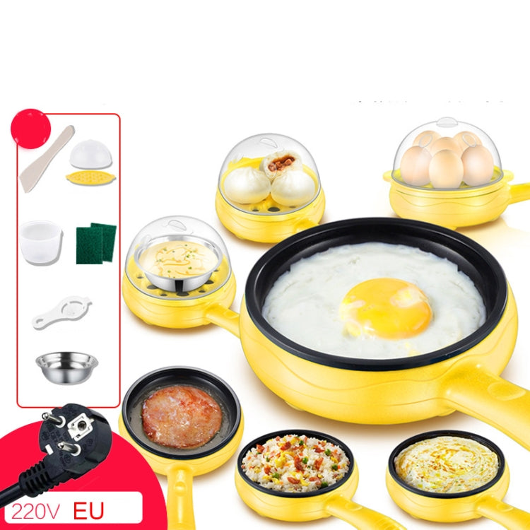 350W Electric Egg Omelette Cooker Frying Pan Steamer Cooker,EU Plug,Style: Pan+Wood Shovel Yellow - Electric Skillets by buy2fix | Online Shopping UK | buy2fix