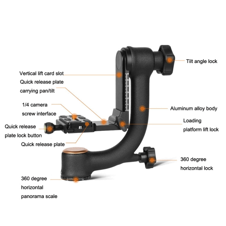 QingZhuangShiDai Q45 Panoramic Boom Bird Watching and Birding Gimbal(Black) - Tripod Heads by QingZhuangShiDai | Online Shopping UK | buy2fix