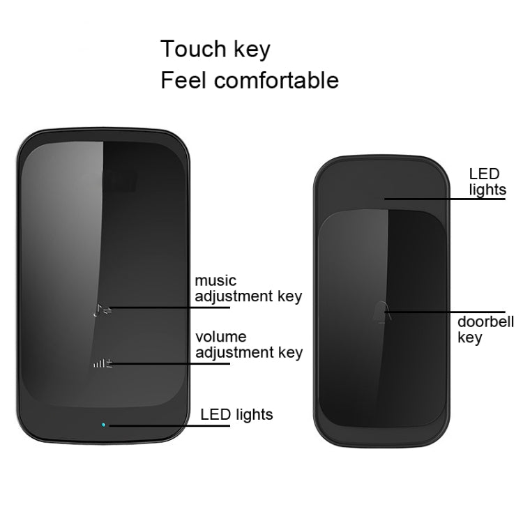 C03 1 For 1 Home Wireless Waterproof Touch Sensor Doorbell(UK Plug Black) - Security by buy2fix | Online Shopping UK | buy2fix