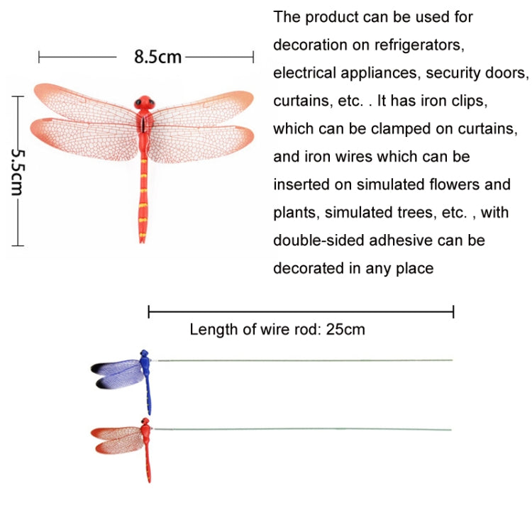 10pcs Simulation Plug Rod Magnetic Dragonfly Home Wall Garden Decoration(Yellow) - Yard & Garden Decor by buy2fix | Online Shopping UK | buy2fix