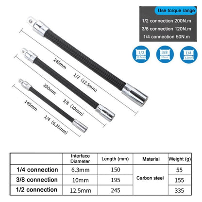 3 PCS/Set 1/4-3/8-1/2 Sleeve Extension Bendable Universal Joint Rod, Color: Black - In Car by buy2fix | Online Shopping UK | buy2fix