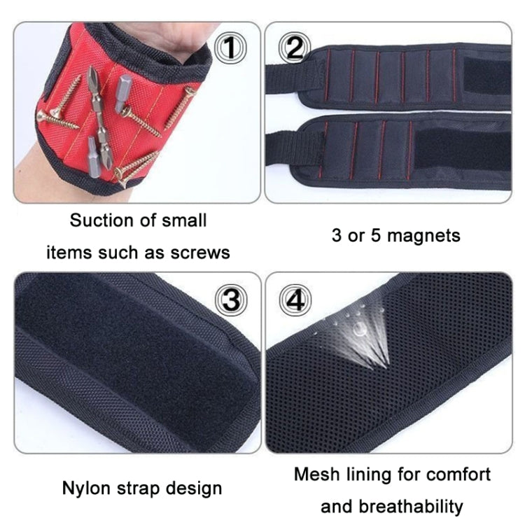 Electric Woodworking Multifunctional Powerful Magnetic Wrist Strap, Style: Five Rows Black - Others by buy2fix | Online Shopping UK | buy2fix