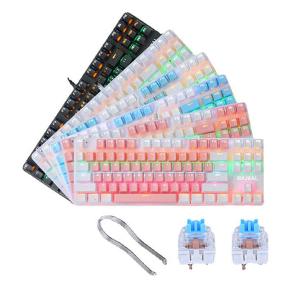 BAJEAL K100 87 Keys Green Shaft Wired Mechanical Keyboard, Cable Length: 1.6m(White Pink) - Wired Keyboard by BAJEAL | Online Shopping UK | buy2fix