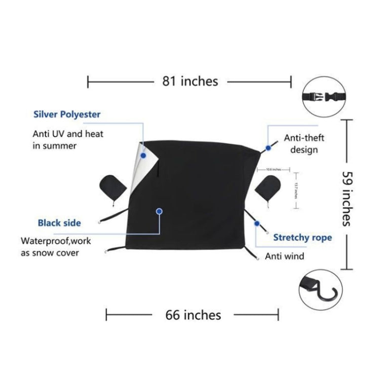 Car Front Window Snow Coated Silver Cloth Anti-freeze Sun Blocker Cover(205x150x167cm) - In Car by buy2fix | Online Shopping UK | buy2fix