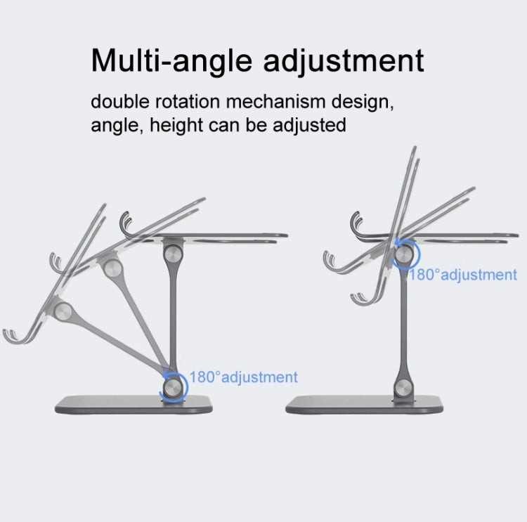 Tablet PC Phone Desktop Stand Lift Folding Aluminum Double Rod Support Frame(Silver) - Desktop Holder by buy2fix | Online Shopping UK | buy2fix