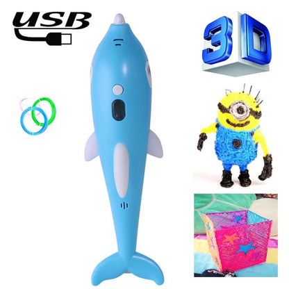 Children 3D Printing Pen Low Temperature Intelligent Screen Display Voice Drawing Pen, Style:, Color: 3 Colors (Blue) - Consumer Electronics by buy2fix | Online Shopping UK | buy2fix