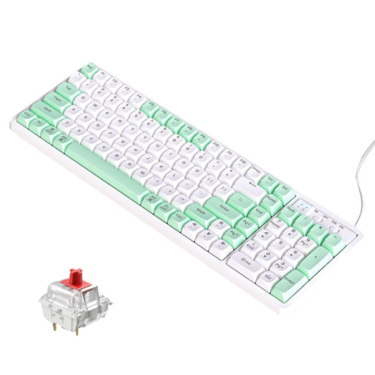 LANGTU GK102 102 Keys Hot Plugs Mechanical Wired Keyboard. Cable Length: 1.63m, Style: Red Shaft (Matcha Green) - Wired Keyboard by LANGTU | Online Shopping UK | buy2fix