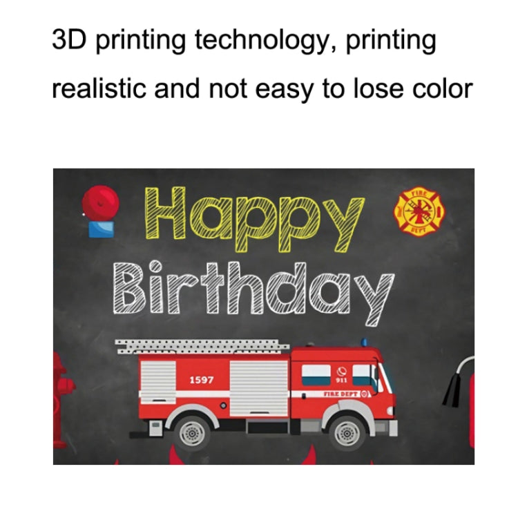 1.5x1m Fire Engine Happy Birthday Party Scene Backdrop for Photojournalism(MDU04234) - Camera Accessories by buy2fix | Online Shopping UK | buy2fix