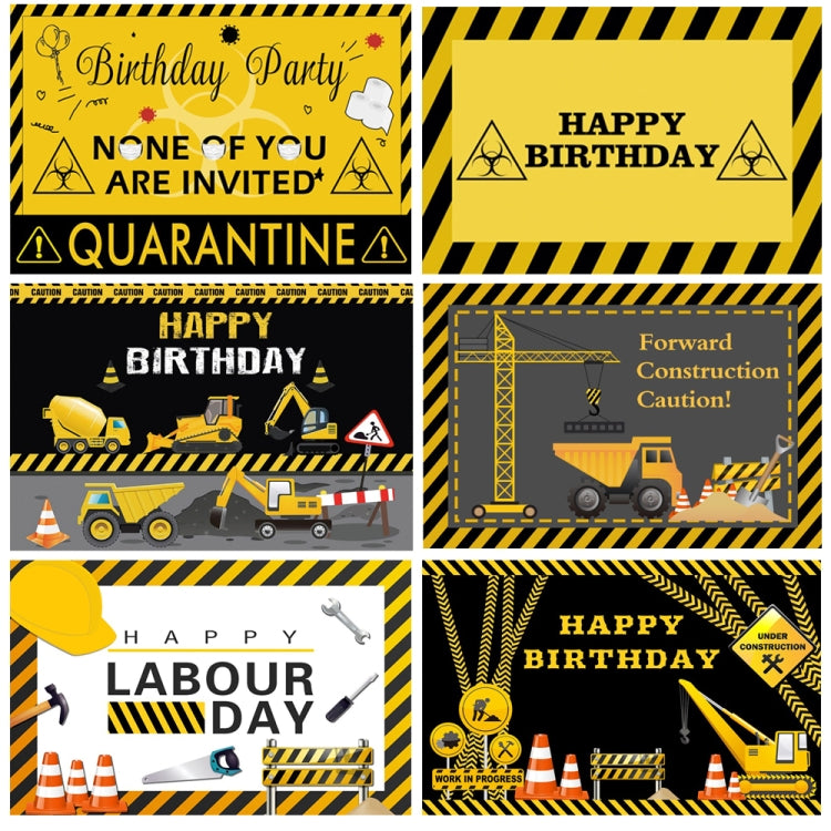 1.5m x 1m  Construction Vehicle Series Happy Birthday Photography Background Cloth(Mdn09841) - Camera Accessories by buy2fix | Online Shopping UK | buy2fix