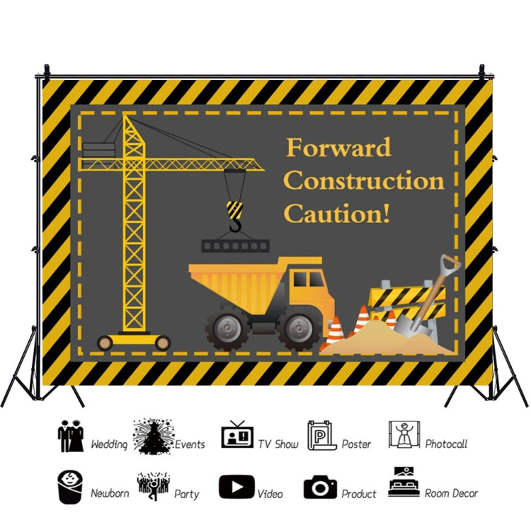 1.5m x 1m  Construction Vehicle Series Happy Birthday Photography Background Cloth(Mdn09936) - Camera Accessories by buy2fix | Online Shopping UK | buy2fix