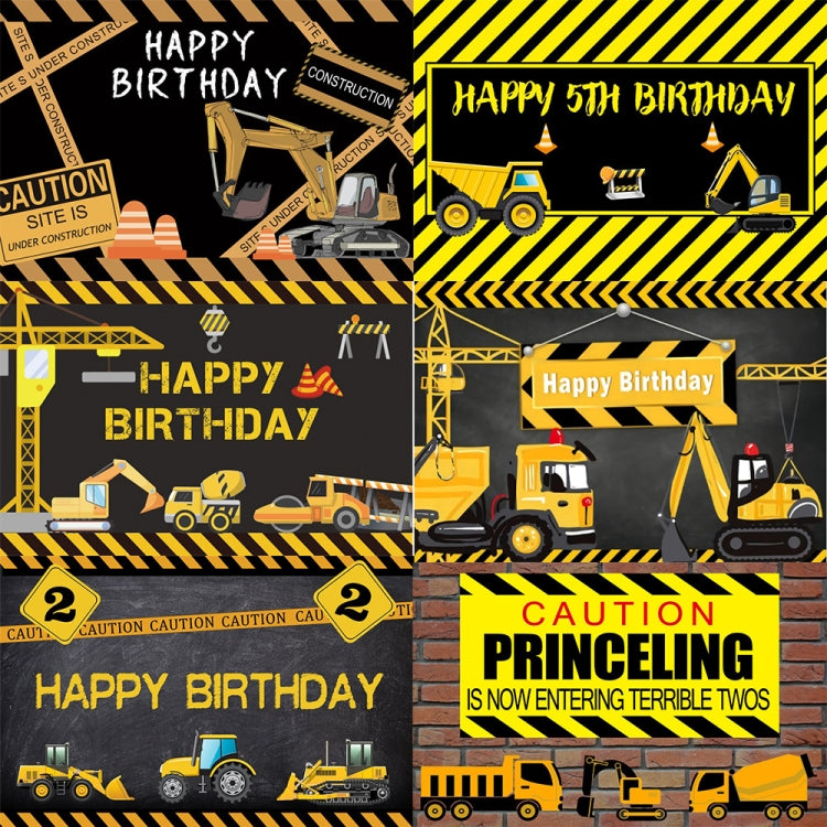 1.2m x 0.8m Construction Vehicle Series Happy Birthday Photography Background Cloth(12007646) - Camera Accessories by buy2fix | Online Shopping UK | buy2fix