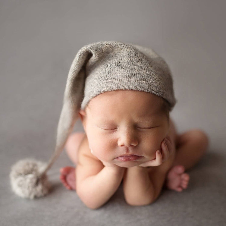 Newborn Photography Clothing Baby Photography Fur Ball Knitted Long Tail Hat(Taro Color) - Camera Accessories by buy2fix | Online Shopping UK | buy2fix