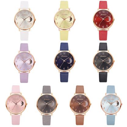 Ladies Moon Pattern Dial PU Strap Quartz Watch, Color: Black - Leather Strap Watches by buy2fix | Online Shopping UK | buy2fix