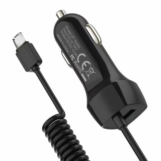 522AL Fast Charging With Cable Car Charging, Output Interface: 8 Pin (Black) - In Car by buy2fix | Online Shopping UK | buy2fix