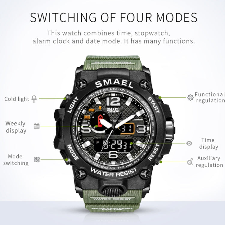 SMAEL 1545D Chronograph Calendar Alarm Clock Night Light Waterproof Watch Outdoor Men Watch(Black) - Sport Watches by SMAEL | Online Shopping UK | buy2fix