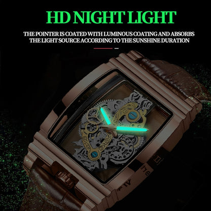 BINBOND B5011 Gear Hollow Outdoor Waterproof Luminous Men Business Watches(Rose Gold Steel Strap) - Metal Strap Watches by BINBOND | Online Shopping UK | buy2fix