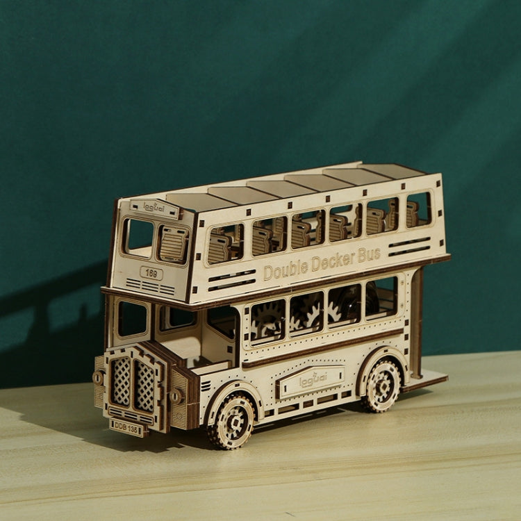 Double Decker Bus 3D Wooden Puzzle Toys DIY Handmade Ornaments - Puzzle Toys by buy2fix | Online Shopping UK | buy2fix
