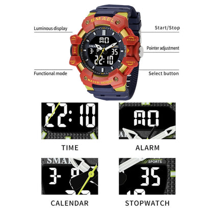 SMAEL 8080 Outdoor Sports Waterproof Multifunctional Glowing Double Dial Watch(Army Green) - Sport Watches by SMAEL | Online Shopping UK | buy2fix