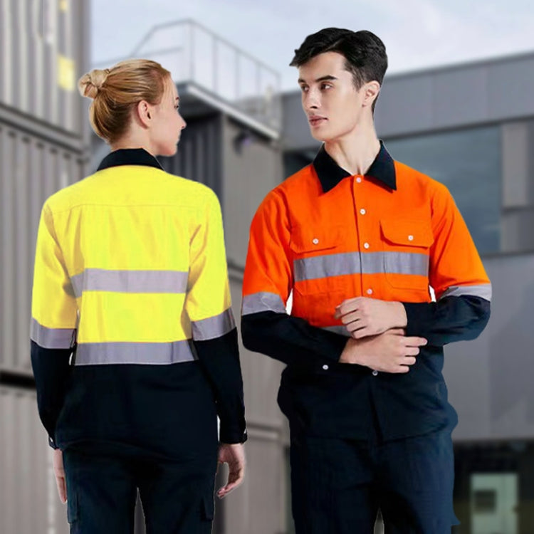 Pure Cotton Long-sleeved Reflective Clothes Overalls Work Clothes, Size: XL(Orange Top) - Workplace Safety Supplies by buy2fix | Online Shopping UK | buy2fix